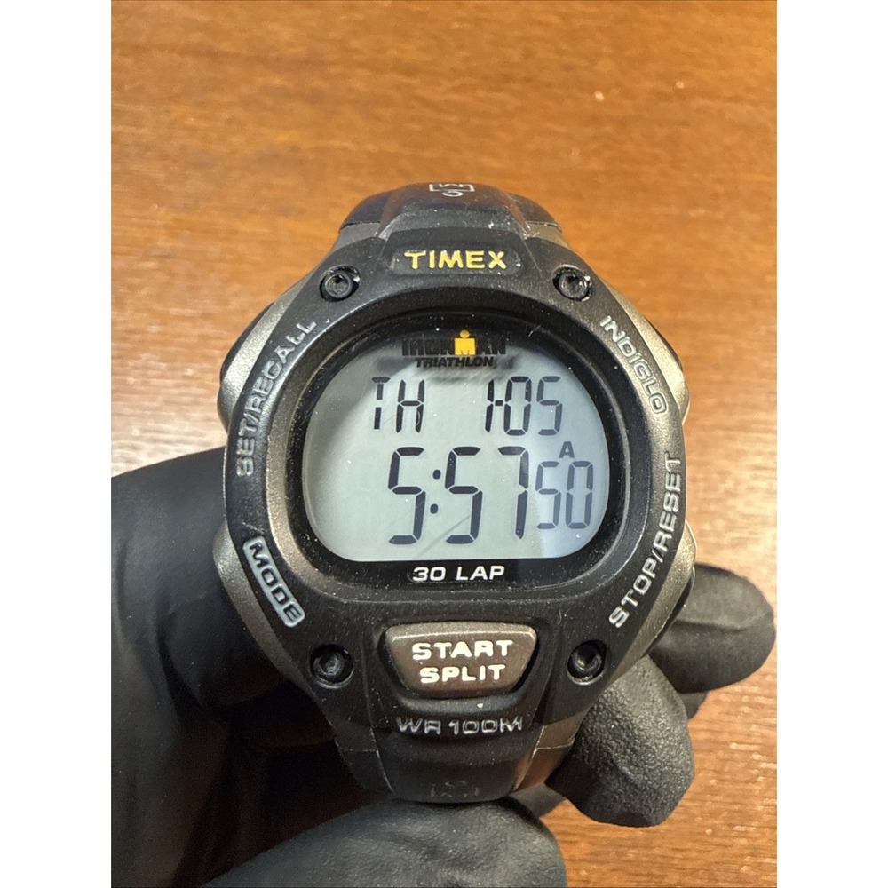 Timex Ironman Triathlon 30 Lap Digital Watch Black Resin Band 100M Stopwatch